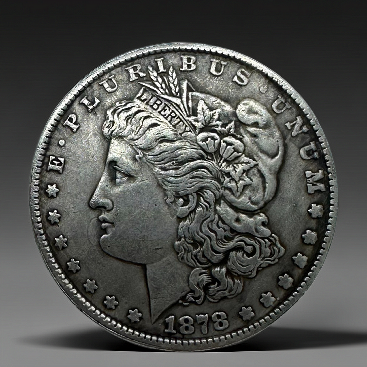 Obverse of the 1878 Morgan dollar replica coin