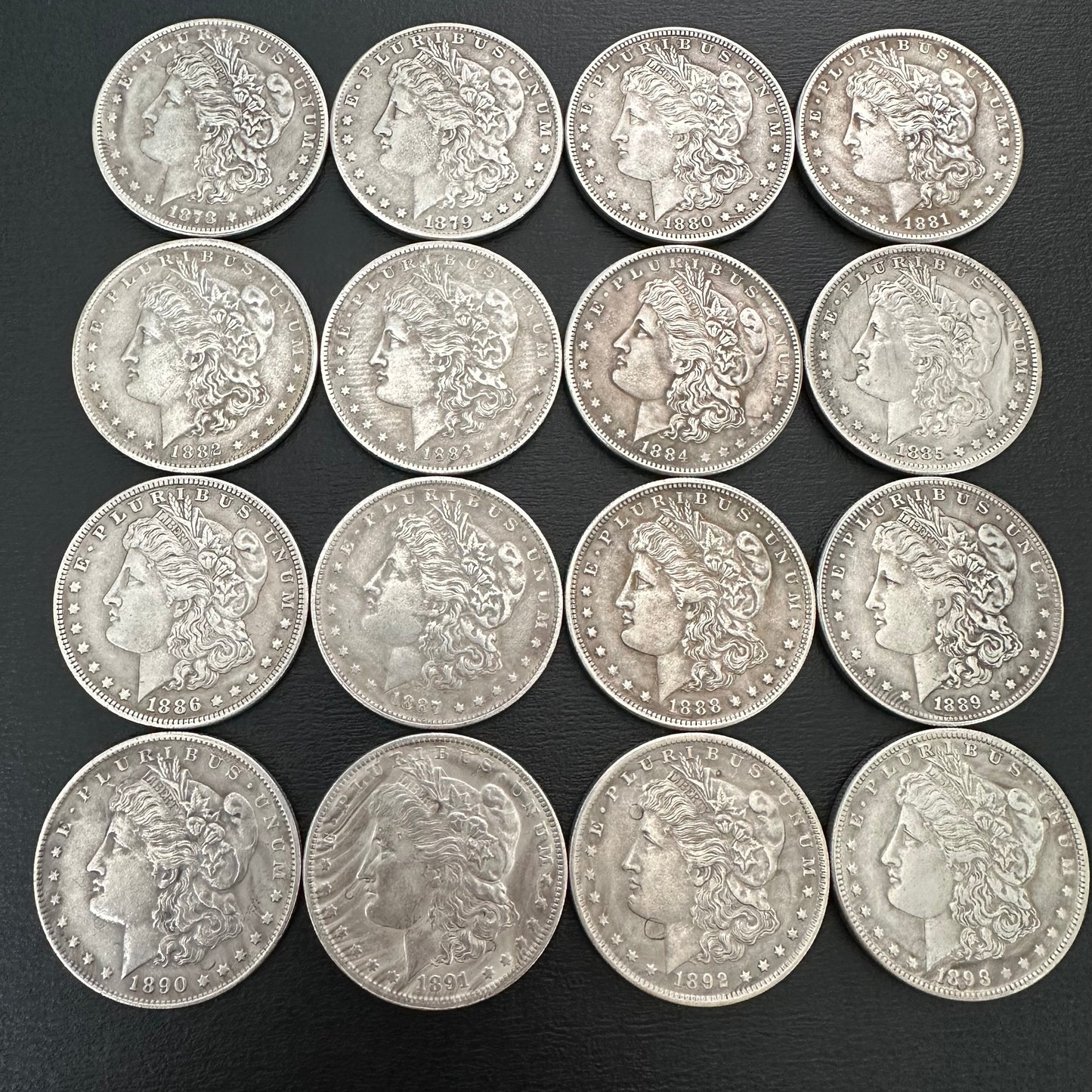1878-1893 Morgan Dollar Replica Coin Set – 16pcs Collection
