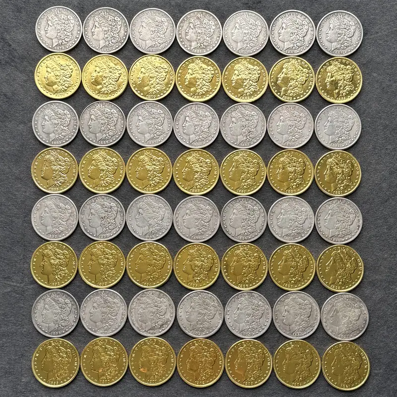 1878-1921 Morgan Dollar Replica Coin Set – 56pcs Gold & Silver Collection
