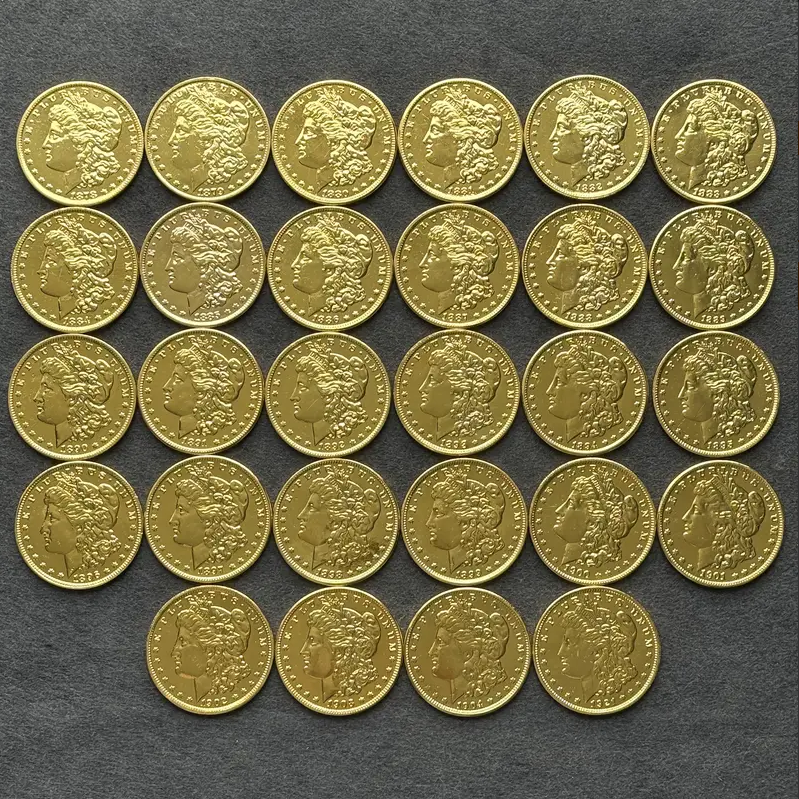 1878-1921 Morgan Dollar Replica Coin Set – 56pcs Gold & Silver Collection