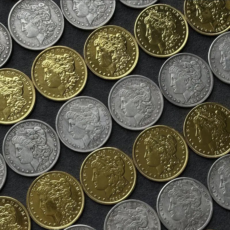 1878-1921 Morgan Dollar Replica Coin Set – 56pcs Gold & Silver Collection