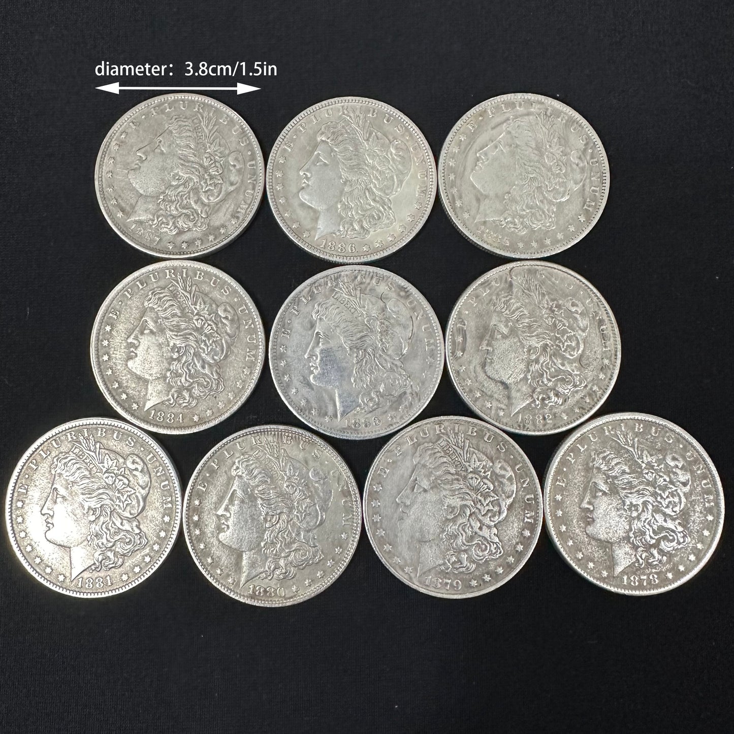 1878-1887 Morgan Dollar Replica Coin Set – 10pcs Collection