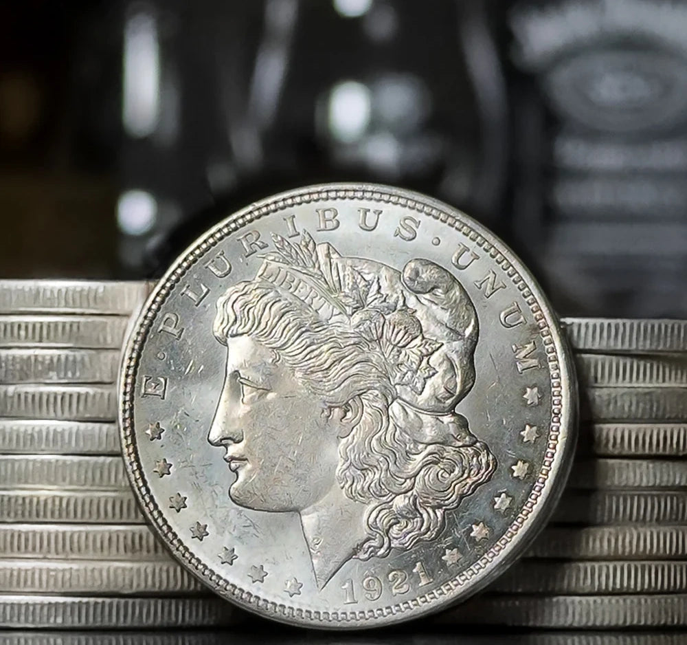 Images of Morgan silver dollars
